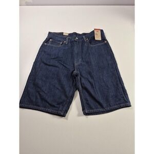 Levis 469 Denim Shorts Mens 36 Blue Dark Wash Loose Fit 11" Inseam Casual NWT